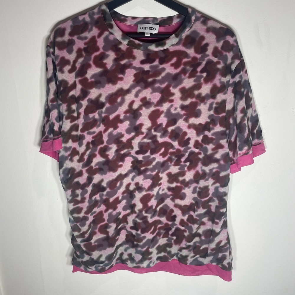 Kenzo Pink and Gray Camouflage Tee
